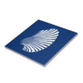 Scallop Shell Block Print, Cobalt Blue en White Tegeltje (Zijkant)