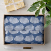 Scallop Shell Block Print, Cobalt Blue en White Tissuepapier (Geschenk)
