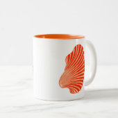Scallop Shell Block Print, Coral Oranje en White Tweekleurige Koffiemok (Voorkant rechts)
