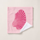 Scallop Shell Block Print, Fuchsia and Bleek Pink Bad Handdoek (Wasdoekje)
