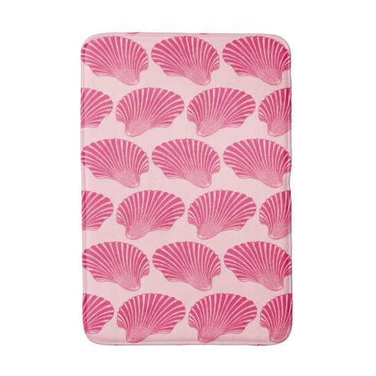 Scallop Shell Block Print, Fuchsia and Bleek Pink Badmat (Voorkant Verticaal)