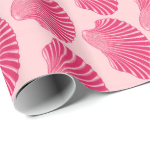 Scallop Shell Block Print, Fuchsia and Bleek Pink Cadeaupapier