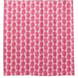 Scallop Shell Block Print, Fuchsia and Bleek Pink Douchegordijn