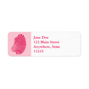 Scallop Shell Block Print, Fuchsia and Bleek Pink Etiket