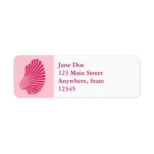 Scallop Shell Block Print, Fuchsia and Bleek Pink Etiket (Voorkant)
