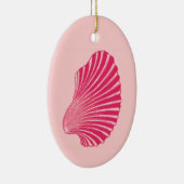 Scallop Shell Block Print, Fuchsia and Bleek Pink Keramisch Ornament (Rechts)