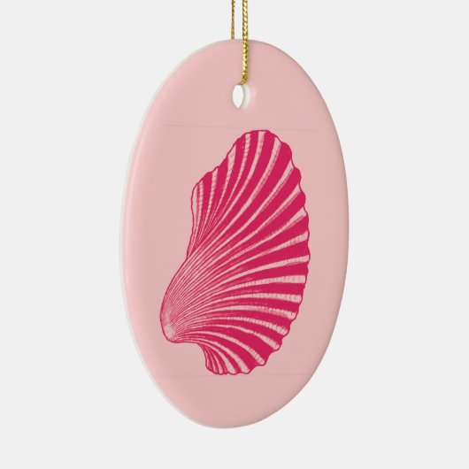 Scallop Shell Block Print, Fuchsia and Bleek Pink Keramisch Ornament (Rechts)
