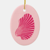Scallop Shell Block Print, Fuchsia and Bleek Pink Keramisch Ornament (Voorkant)