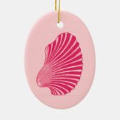 Scallop Shell Block Print, Fuchsia and Bleek Pink Keramisch Ornament (Achterkant)