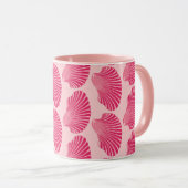 Scallop Shell Block Print, Fuchsia and Bleek Pink Mok (Voorkant rechts)