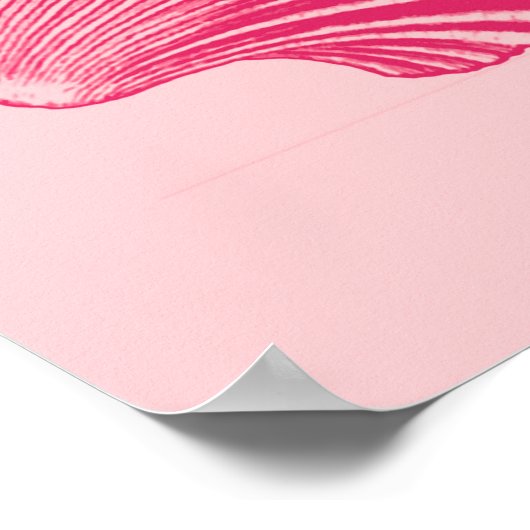 Scallop Shell Block Print, Fuchsia and Bleek Pink Poster (Hoek)