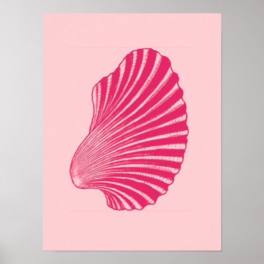 Scallop Shell Block Print, Fuchsia and Bleek Pink Poster (Voorkant)