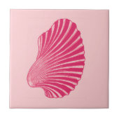 Scallop Shell Block Print, Fuchsia and Bleek Pink Tegeltje (Voorkant)