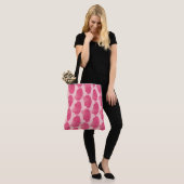 Scallop Shell Block Print, Fuchsia and Bleek Pink Tote Bag (Op model)