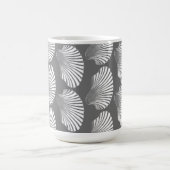 Scallop Shell Block Print, Grey and White Koffiemok (Center)