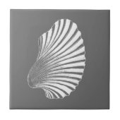 Scallop Shell Block Print, Grey and White Tegeltje (Voorkant)