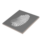 Scallop Shell Block Print, Grey and White Tegeltje (Zijkant)