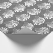 Scallop Shell Block Print, grijs / grijs en wit Cadeaupapier (Hoek)