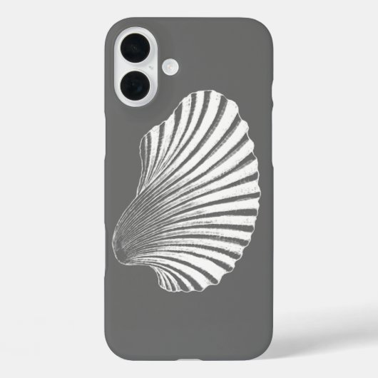 Scallop Shell Block Print, grijs / grijs en wit Case-Mate iPhone Case (Achterkant)