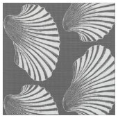 Scallop Shell Block Print, grijs / grijs en wit Stof (Close Up)