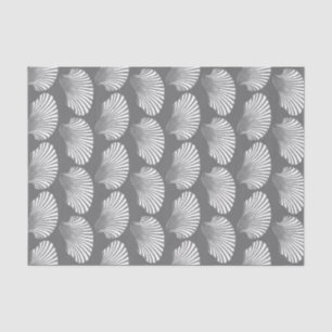 Scallop Shell Block Print, grijs / grijs en wit Tissuepapier