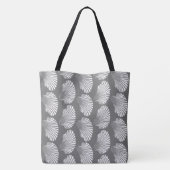 Scallop Shell Block Print, grijs / grijs en wit Tote Bag (Achterkant)