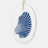 Scallop Shell Block Print, Indigo and White Keramisch Ornament (Links)