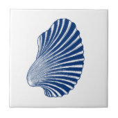 Scallop Shell Block Print, Indigo and White Tegeltje (Voorkant)