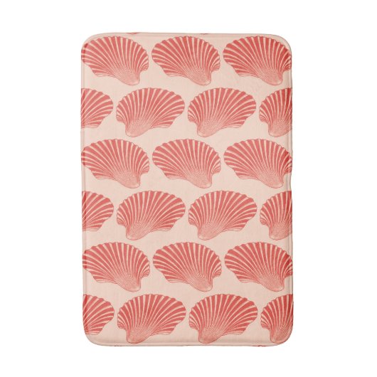 Scallop Shell Block Print, Light Coral Oranje Badmat (Voorkant Verticaal)