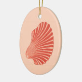 Scallop Shell Block Print, Light Coral Oranje Keramisch Ornament (Links)
