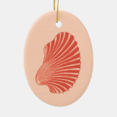 Scallop Shell Block Print, Light Coral Oranje Keramisch Ornament (Achterkant)