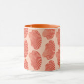 Scallop Shell Block Print, Light Coral Oranje Mok (Midden)