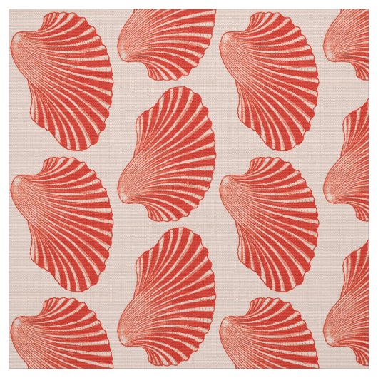 Scallop Shell Block Print, Light Coral Oranje Stof (Swatch)