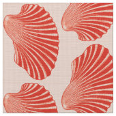 Scallop Shell Block Print, Light Coral Oranje Stof (Close Up)