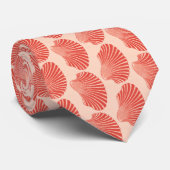 Scallop Shell Block Print, Light Coral Oranje Stropdas (Opgerold)