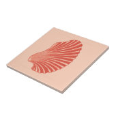 Scallop Shell Block Print, Light Coral Oranje Tegeltje (Zijkant)