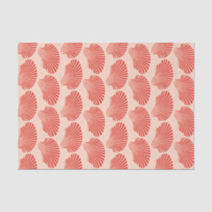 Scallop Shell Block Print, Light Coral Oranje Tissuepapier