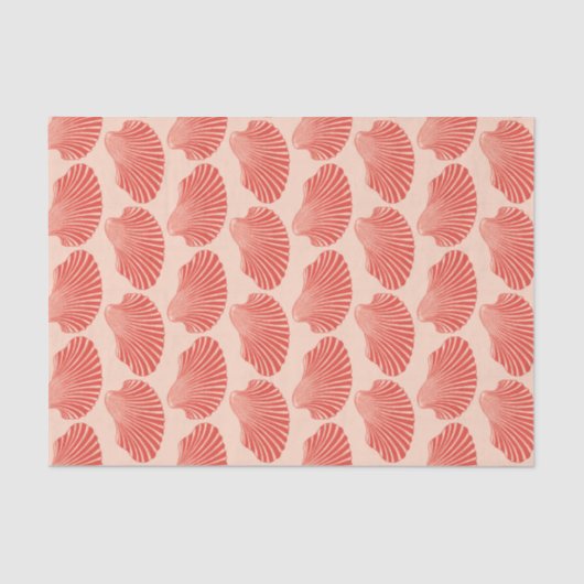 Scallop Shell Block Print, Light Coral Oranje Tissuepapier (Voorkant)