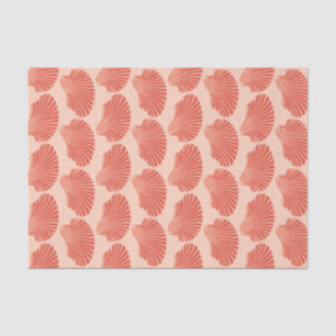 Scallop Shell Block Print, Light Coral Oranje Tissuepapier