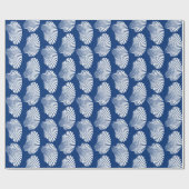 Scallop Shell Block Print, Navy Blue en White Cadeaupapier (Vlak)