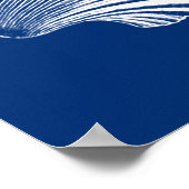 Scallop Shell Block Print, Navy Blue en White Poster (Hoek)
