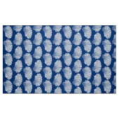 Scallop Shell Block Print, Navy Blue en White Stof (Fat Quarter)