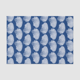 Scallop Shell Block Print, Navy Blue en White Tissuepapier
