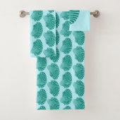 Scallop Shell Block Print, Turquoise en Aqua Bad Handdoek (Insitu)