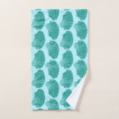 Scallop Shell Block Print, Turquoise en Aqua Bad Handdoek (Handdoek)