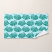 Scallop Shell Block Print, Turquoise en Aqua Bad Handdoek (Handdoek)