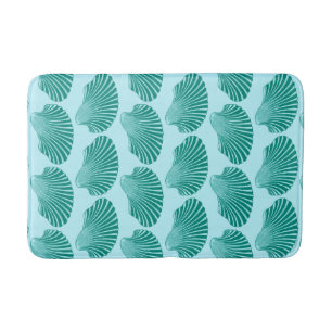 Scallop Shell Block Print, Turquoise en Aqua Badmat