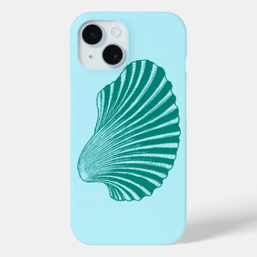 Scallop Shell Block Print, Turquoise en Aqua Case-Mate iPhone Case (Achterkant)