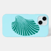 Scallop Shell Block Print, Turquoise en Aqua Case-Mate iPhone Case (Achterkant (horizontaal))