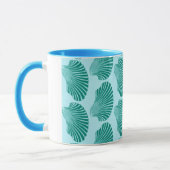 Scallop Shell Block Print, Turquoise en Aqua Mok (Links)